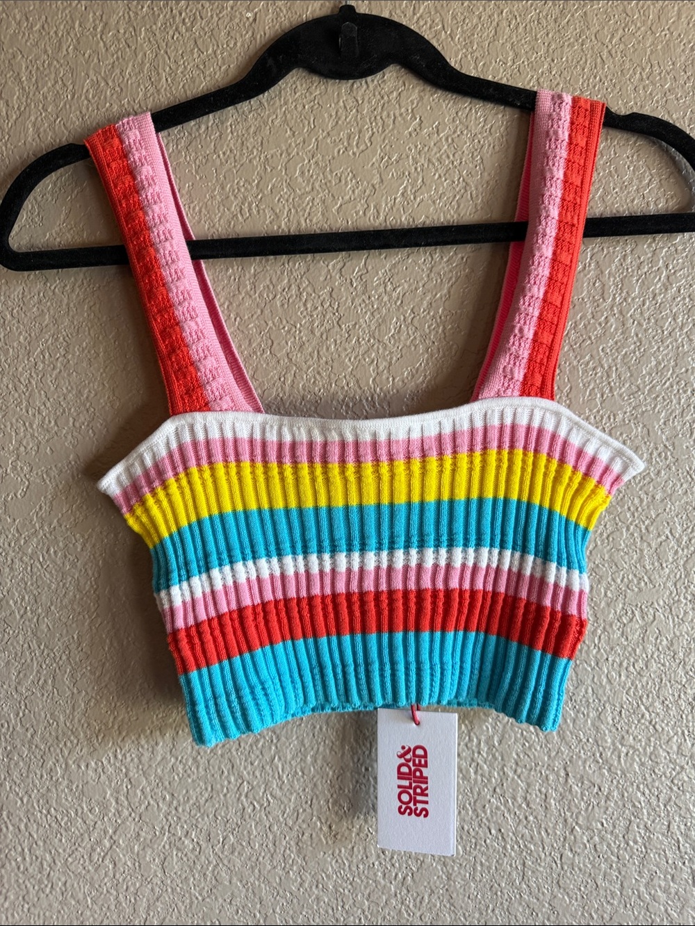 Solid Striped Rainbow Ribbed Crop Tank - Picture 2 of 5